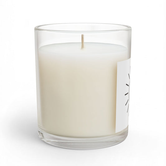 Sunburst Glass Candle — Minimalist White Soy Candle (11oz)