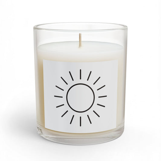 Sunburst Glass Candle — Minimalist White Soy Candle (11oz)